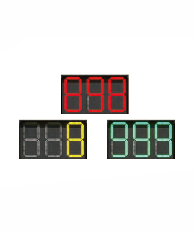 Tri-color tres digit countdown timer DUXERIT negotiationis luminaria